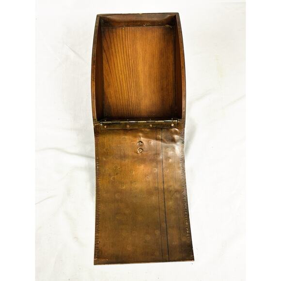 Antique Coal Scuttle Hammered Copper Lid Wood Box Handle Fireside Hod Kindling - Picture 4 of 10